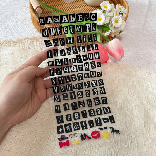 Black DIY Ransom Note Alphabet Letters & Numbers | Double Sided UV DTF Wrap