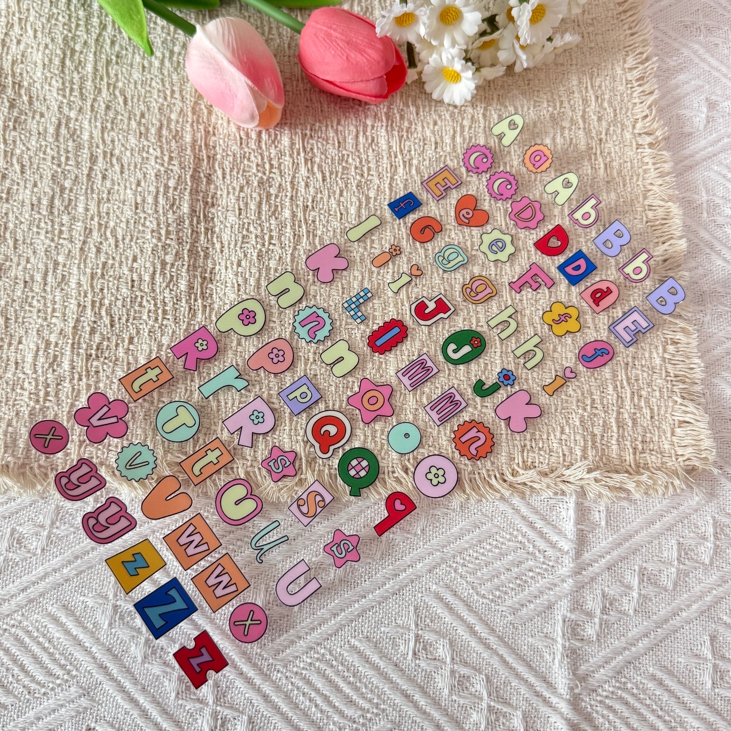 Pastel Retro DIY Alphabet Letters | Double Sided UV DTF Wrap