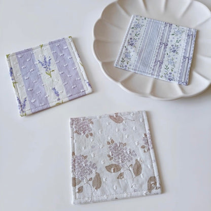 The "Lavender Dream" Quilted Fabric Mug Rug | Vintage Floral Drink Coaster