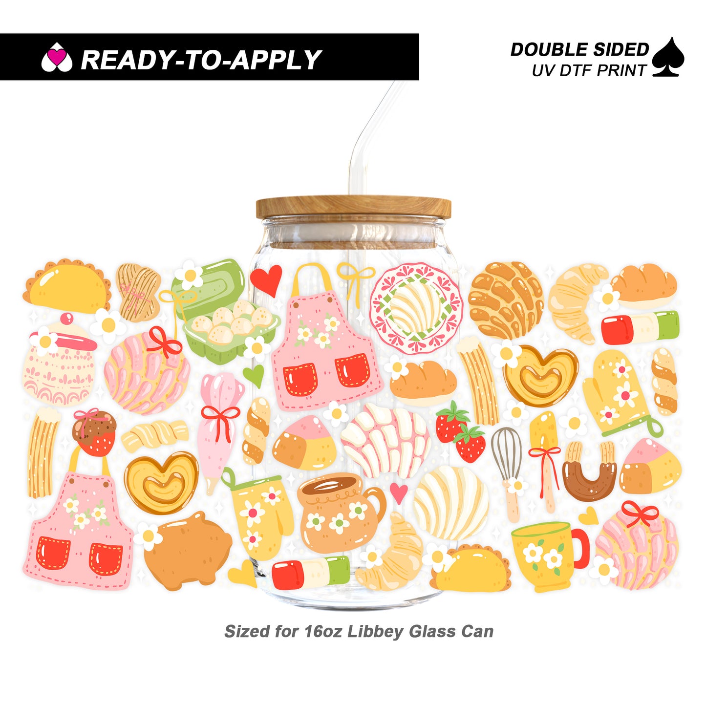 Cute Panaderia & Baking Sweets - Double Sided UV DTF Cup Wrap for 16oz Libbey