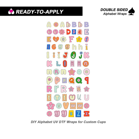 Pastel Retro DIY Alphabet Letters | Double Sided UV DTF Wrap
