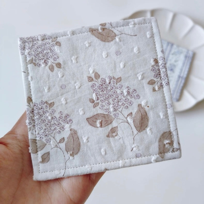 The "Lavender Dream" Quilted Fabric Mug Rug | Vintage Floral Drink Coaster
