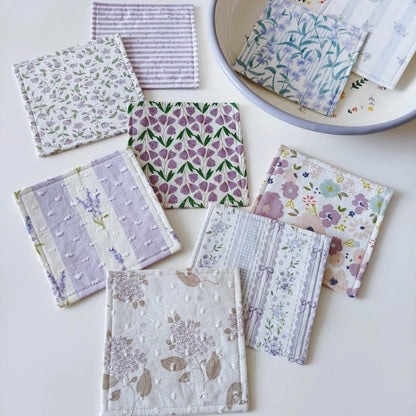The "Lavender Dream" Quilted Fabric Mug Rug | Vintage Floral Drink Coaster
