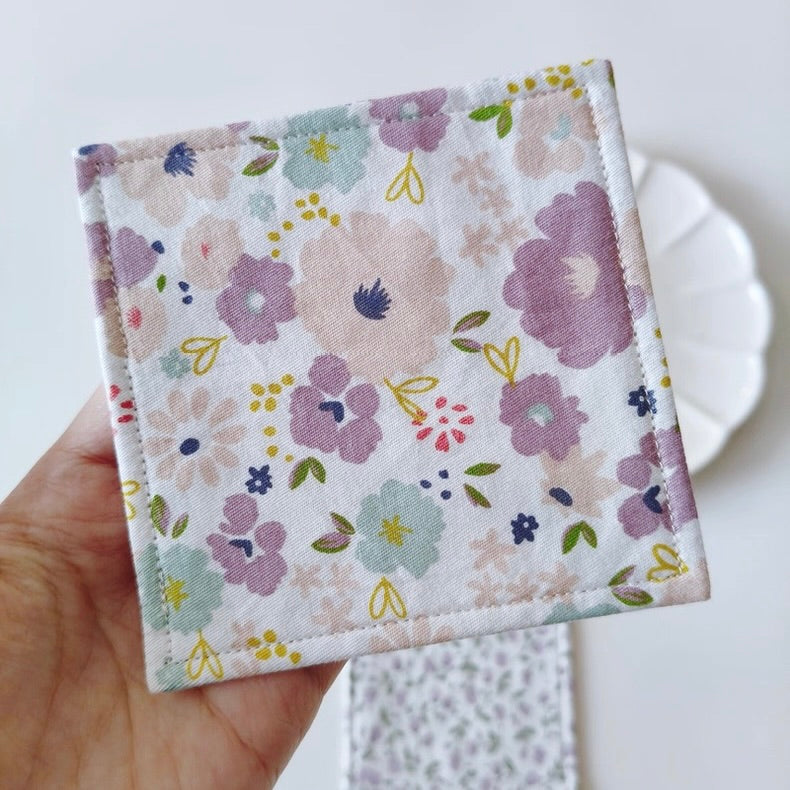 The "Lavender Dream" Quilted Fabric Mug Rug | Vintage Floral Drink Coaster