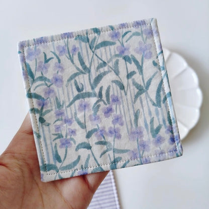 The "Lavender Dream" Quilted Fabric Mug Rug | Vintage Floral Drink Coaster
