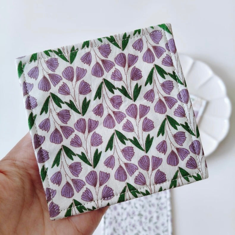 The "Lavender Dream" Quilted Fabric Mug Rug | Vintage Floral Drink Coaster