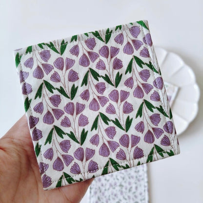 The "Lavender Dream" Quilted Fabric Mug Rug | Vintage Floral Drink Coaster