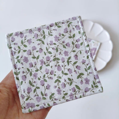 The "Lavender Dream" Quilted Fabric Mug Rug | Vintage Floral Drink Coaster