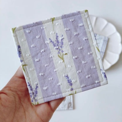 The "Lavender Dream" Quilted Fabric Mug Rug | Vintage Floral Drink Coaster