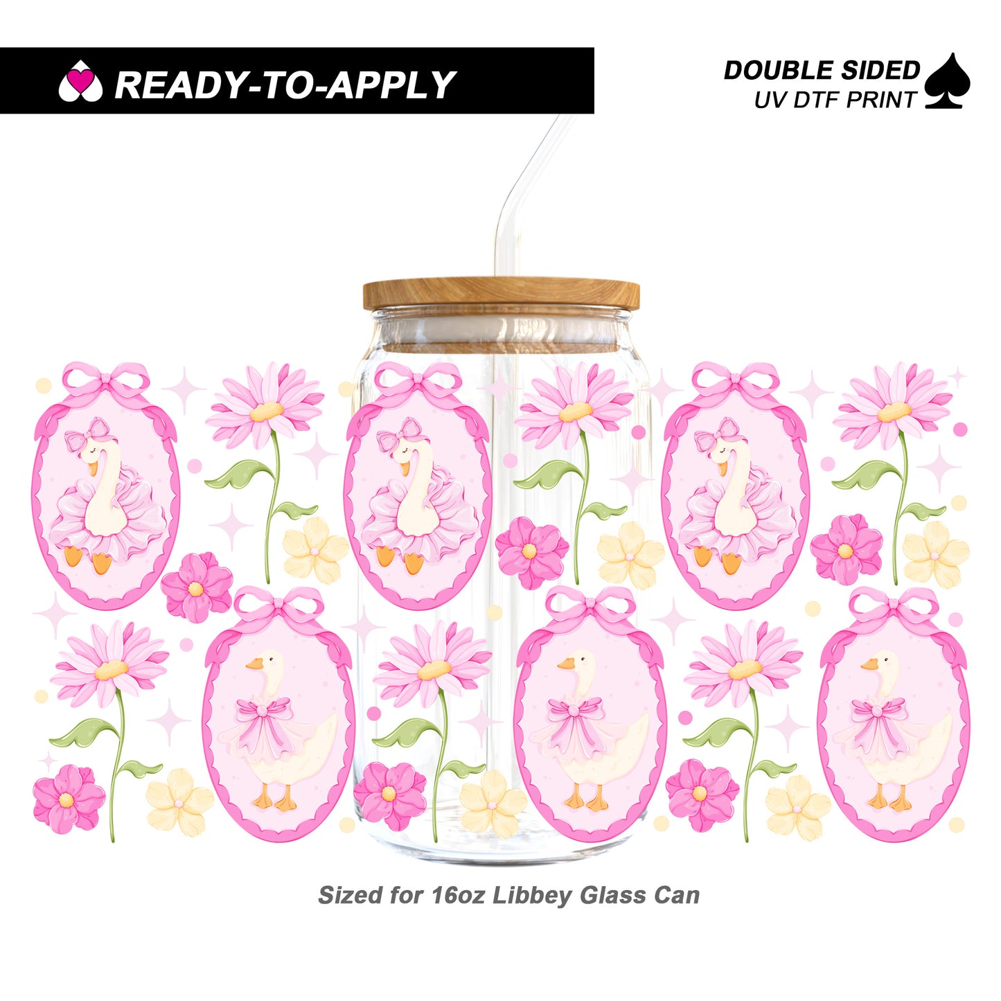 Vintage Floral Goose Cameo | 16oz UV DTF Cup Wrap