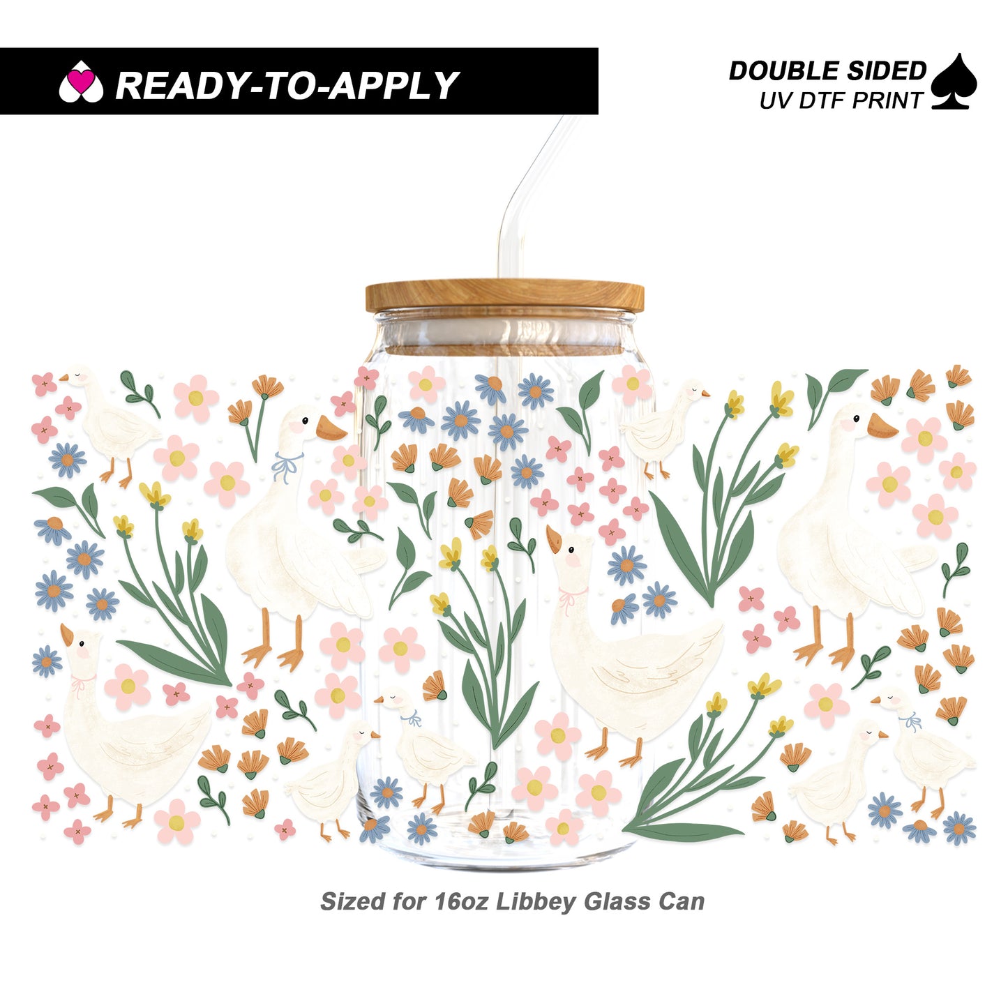 Spring Garden Wildflower Goose | 16oz UV DTF Cup Wrap